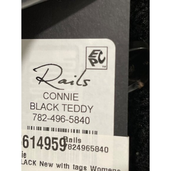 Rails $348 Connie Black Teddy Jacket Button Up Shacket Thick Medium NWT - Picture 6 of 7